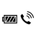 Икона на батерия и икона на телефон с три извити линии отгоре