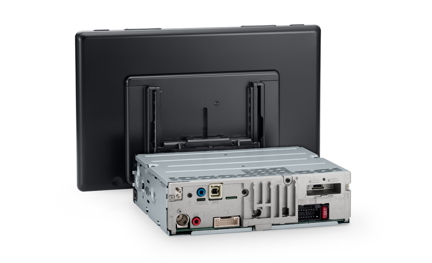 Изображение на задната част на XAV-9550ES, подчертаващо шасито